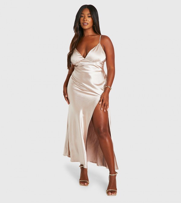Bridesmaid Satin Strappy Maxi Dress