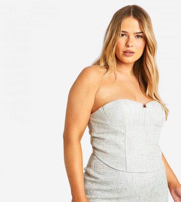 Plus Boucle Fitted Corset Top