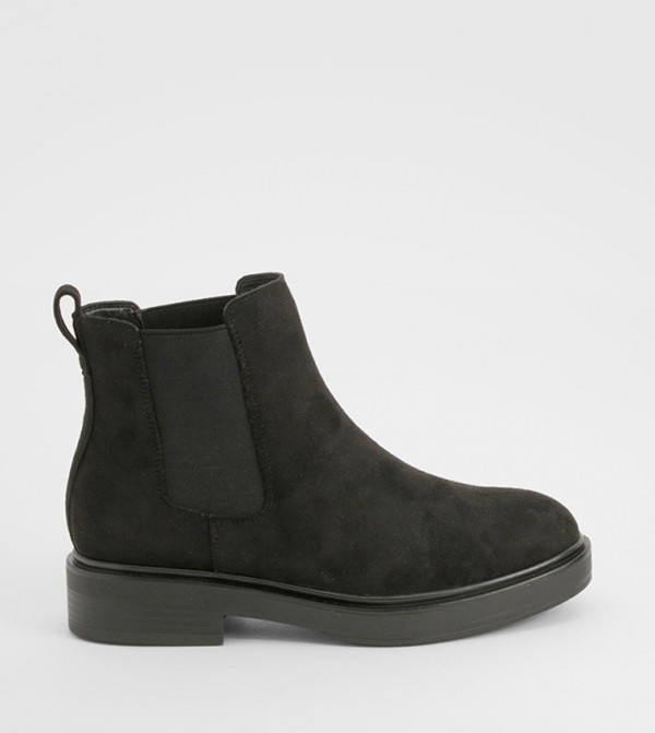 Wide Fit Faux Suede Panel Detail Chelsea Boots
