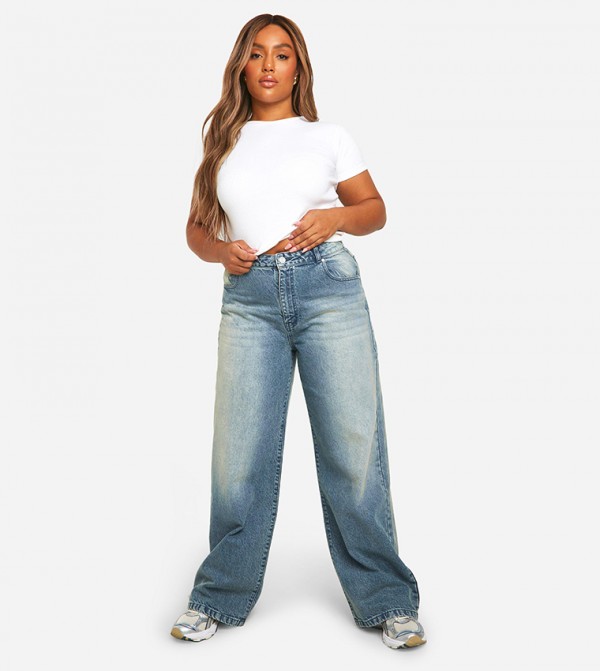 Faded High Waist Boyfriend Fit Jeans