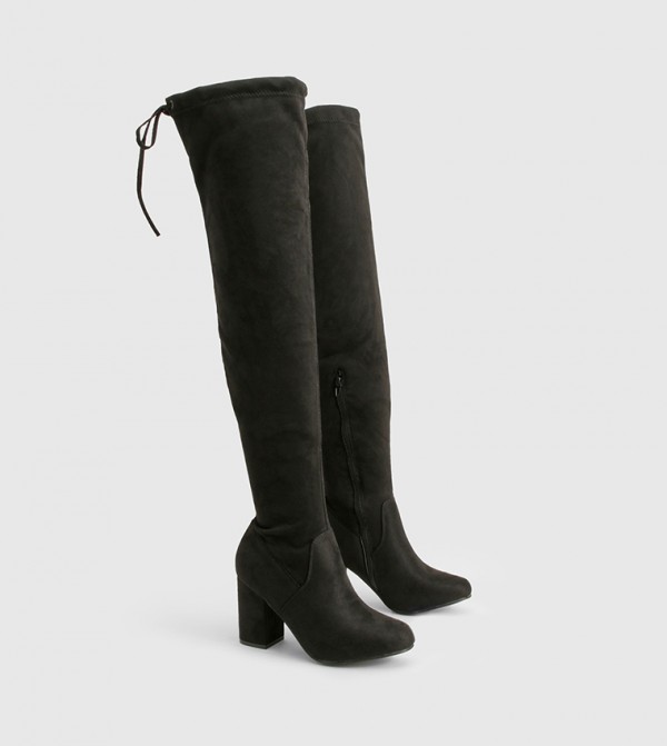 Wide Fit Faux Suede Thigh High Boots