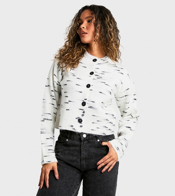 Soft Knit Marl Boxy Knitted Cardigan