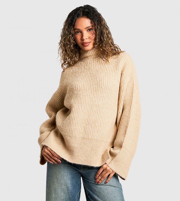 Oversized High Neck Knitted Sweater