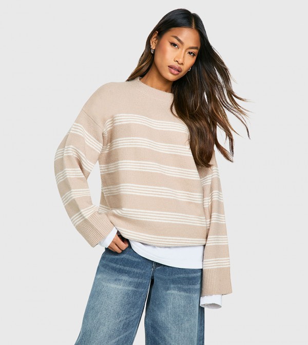 Striped Long Sleeves Oversized Sweater