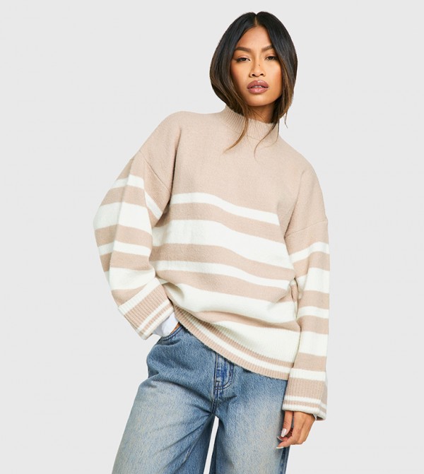 Striped Long Sleeves Oversized Sweater