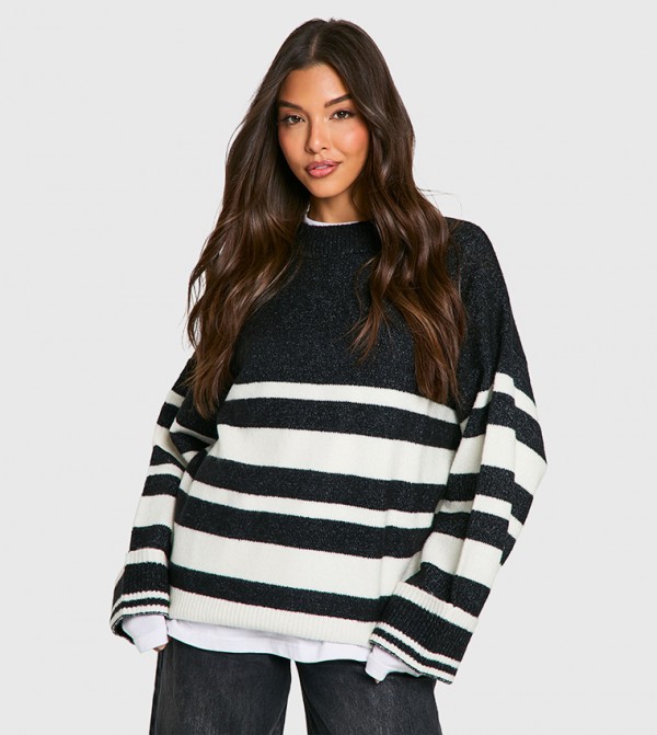 Striped Long Sleeves Oversized Sweater