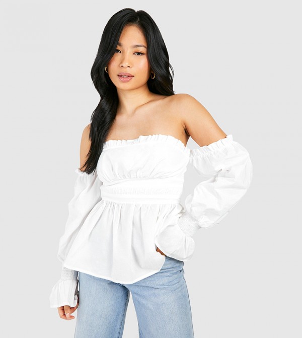 Petite Volume Sleeves Cotton Top