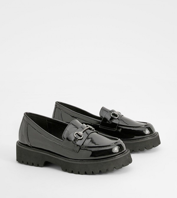 Wide Fit Patent T Bar Loafers