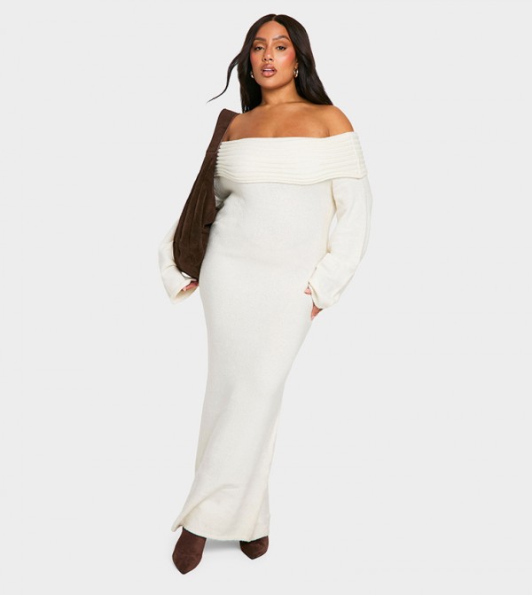 Curve Premium Ribbed Oversized Maxi Sweater Dress