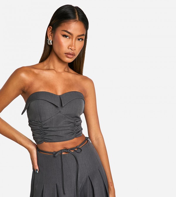 Ruched Cup Detail Bandeau Top