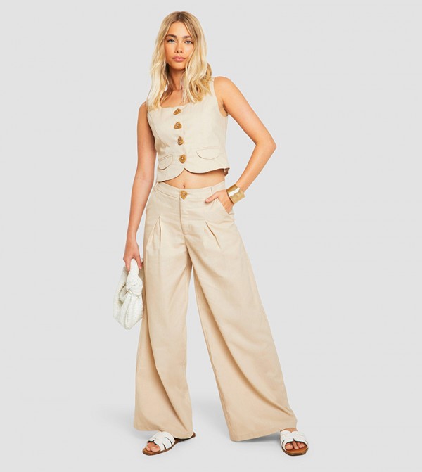 Pleated Wide Leg Trousers