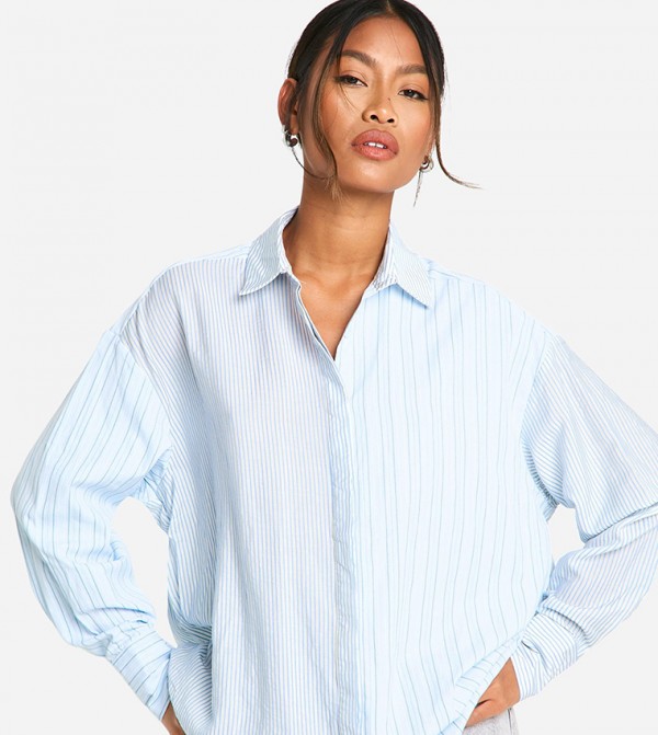 Mix Striped Oversized Shirt