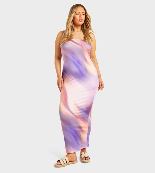Curve Printed Bandeau Bodycon Dress