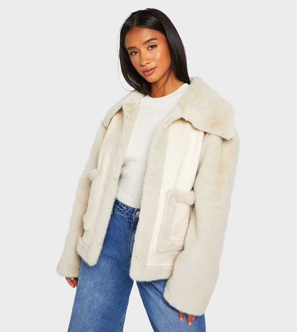 Petite Faux Fur Bonded Short Jacket