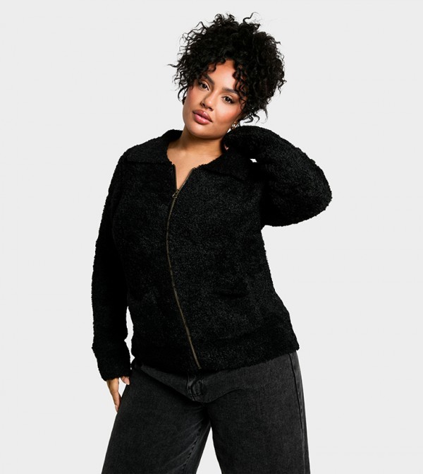 Curve Soft Knit Boucle Zippered Jacket