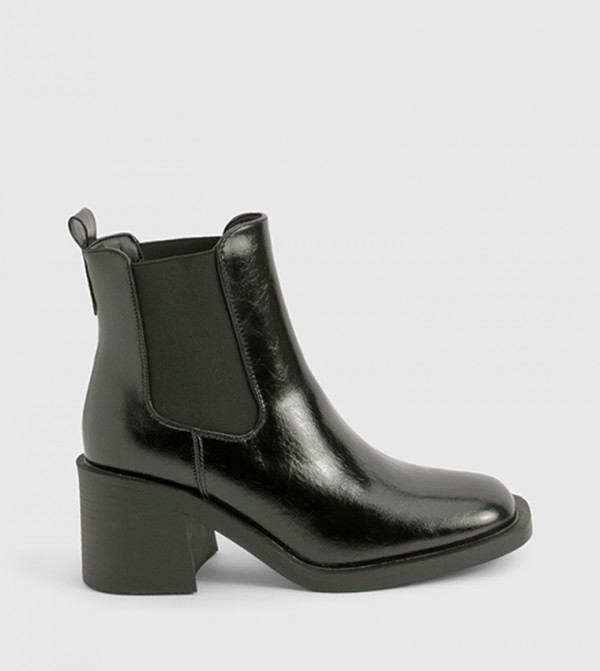 Patent Textured Heeled Chelsea Boots