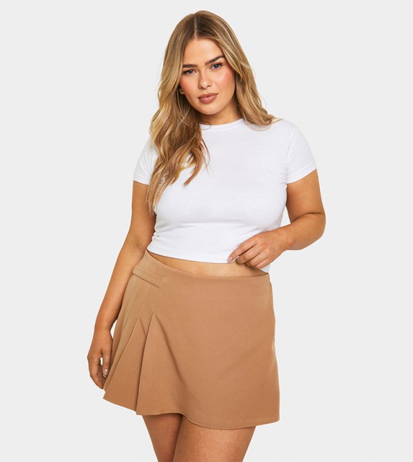Elastic Waist Pleated Side Skort