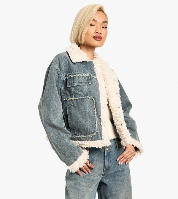 Teddy Trim Denim Jacket