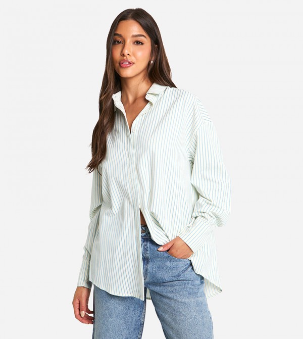 Striped Long Sleeves Oversized Shirt
