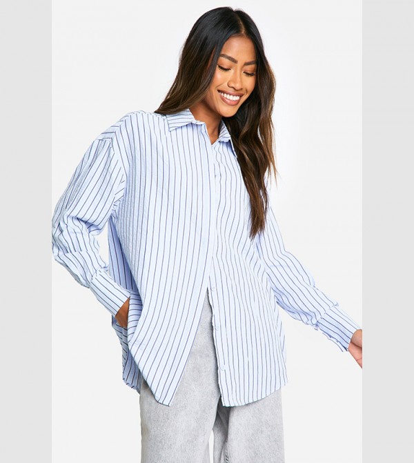 Striped Long Sleeves Oversized Shirt