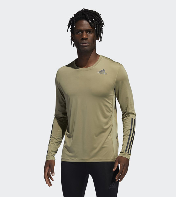 Buy Adidas Techfit 3 Stripes Fitted Long Sleeve Top In Green Buy Adidas Techfit 3 Stripes Fitted Long Sleeve Top In Green