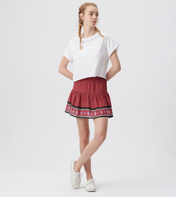 V Waistband Mini Skirt