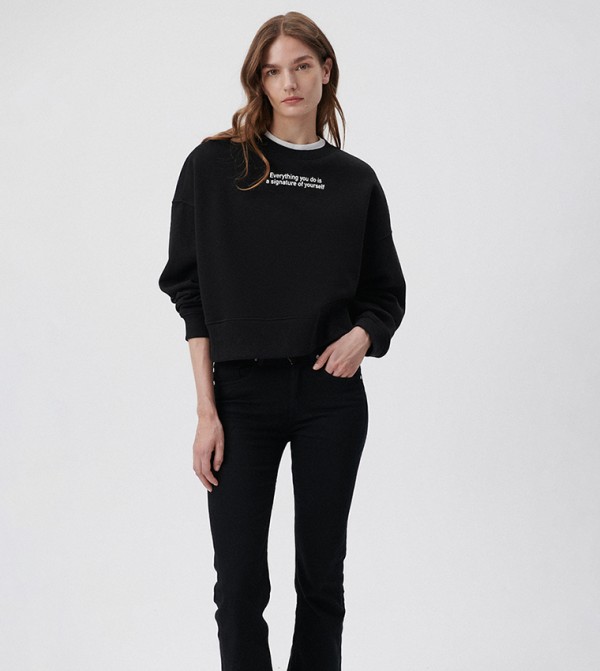 Mavi Women's Oversized Crewneck Sweatshirt In Black