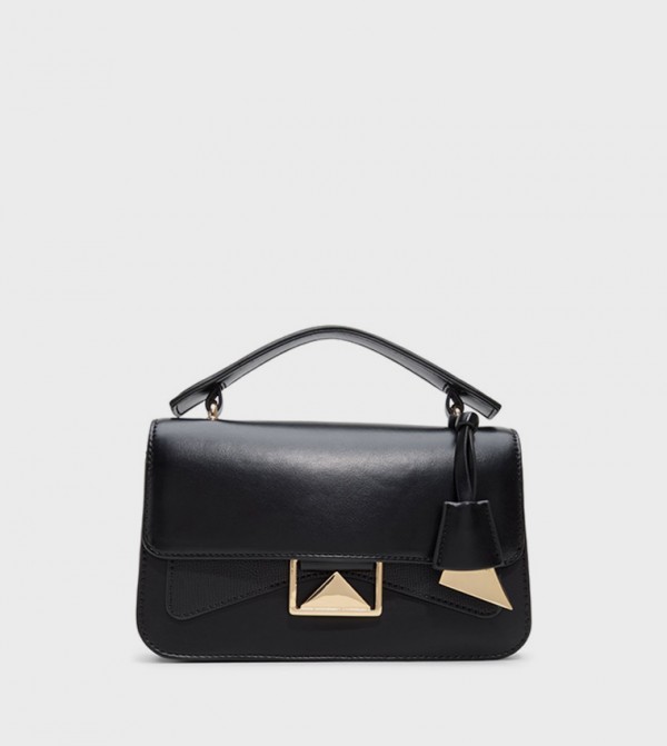 HADDIE Textured Flap Top-Handle Bag