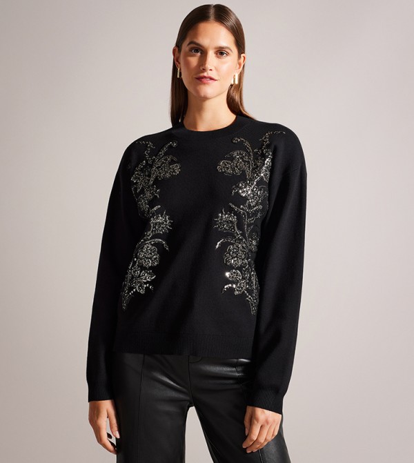 Buy Ted Baker HAZLIE Embellished Crew Neck Sweater In Black 6thStreet UAE