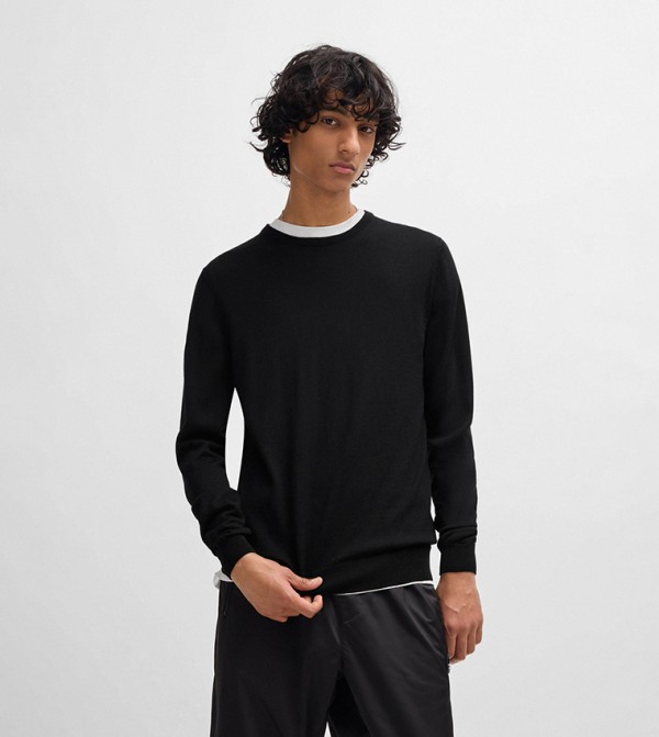 Logo Embroidered Crew Neck Sweater