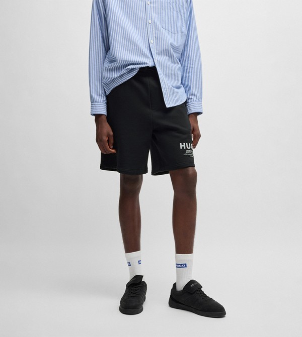 Logo Printed Drawstring Waist Shorts