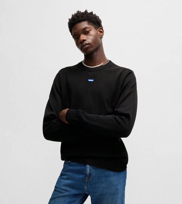 Logo Badge Crew Neck Sweater