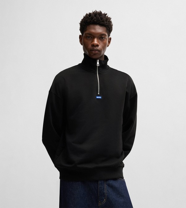 Half Zippered High Neck Sweatshirt
