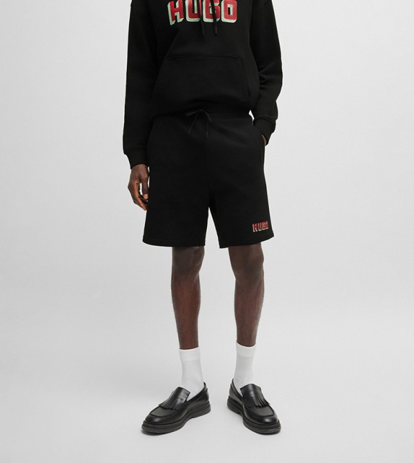 Logo Printed Drawstring Waist Shorts