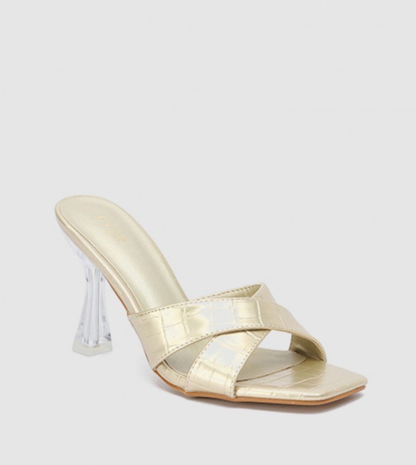 Metallic Strappy Heel Sandals