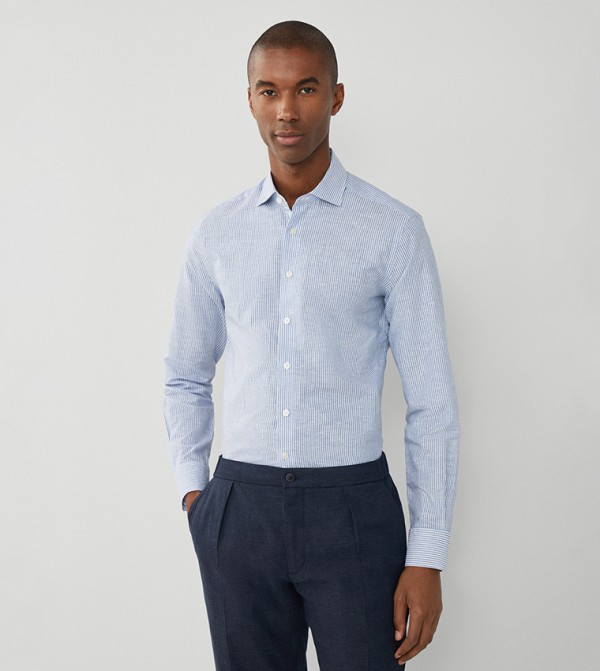 Striped Long Sleeves Slim Fit Shirt