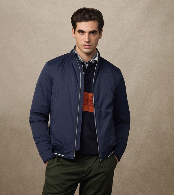 Solid High Neck Bomber Jacket