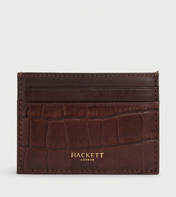 Croc Textured Leather Card Holder