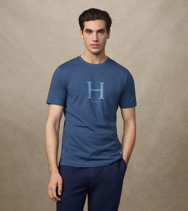 Monogram Printed Crew Neck Classic Fit T-Shirt