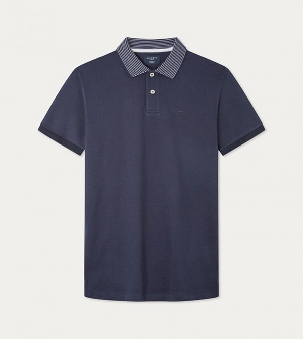 Striped Collar Short Sleeves Polo T-Shirt