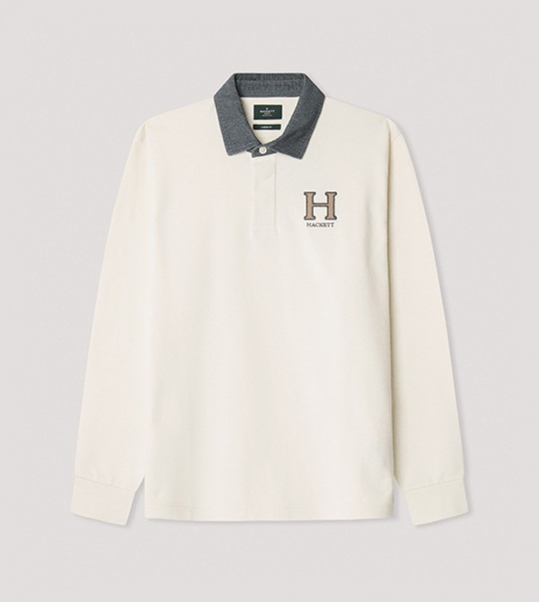 Embroidered Long Sleeves Polo T-Shirt