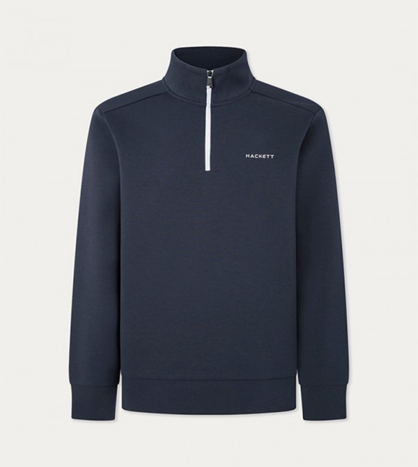 Logo Printed Zipper Neck Sweatshirt