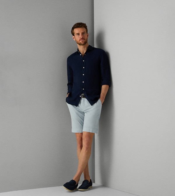 Solid Button Closure Shorts 