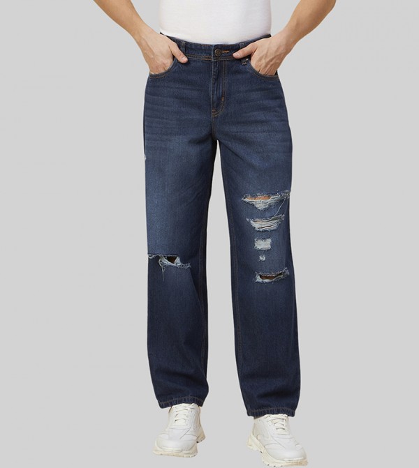 Ripped Straight Fit Jeans