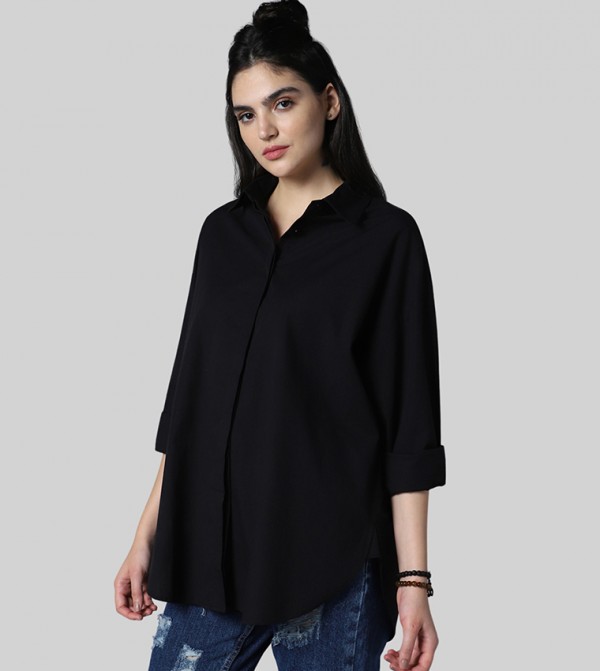 Solid Long Sleeves Tunic Shirt