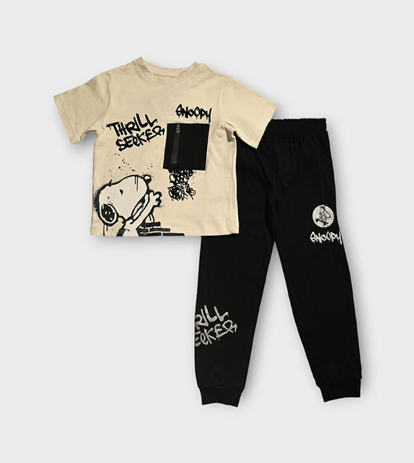 Buy Peanuts Snoopy Printed Short Sleeves Pyjama Set In Multiple Colors ...