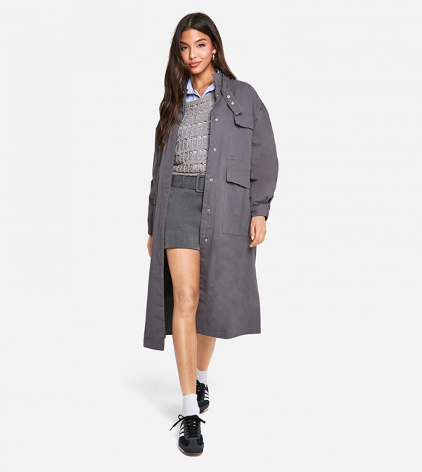 Utility Pocket Detail Trench Coat