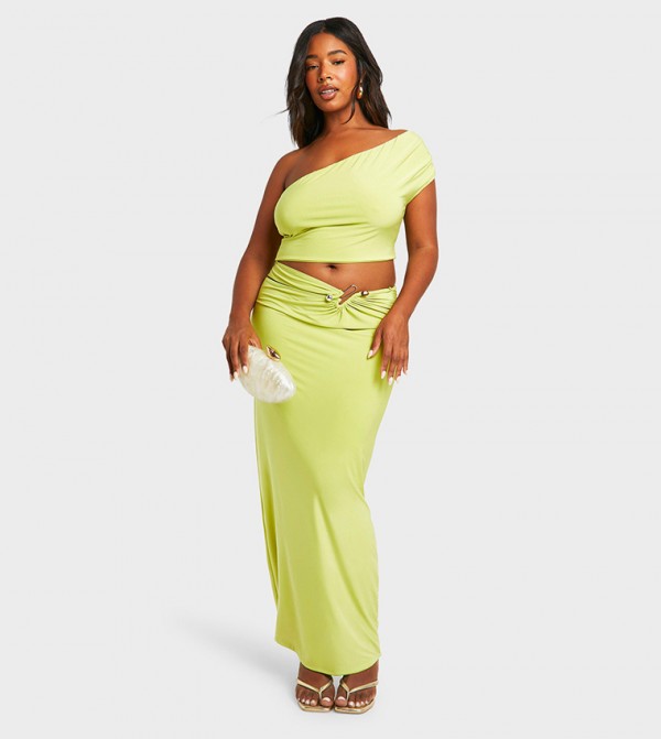 Curve Double Slinky Cut Out Trim Detail Maxi Skirt