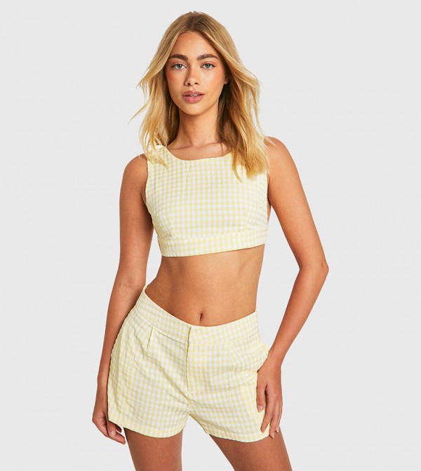 Plaid Backless Crop Top
