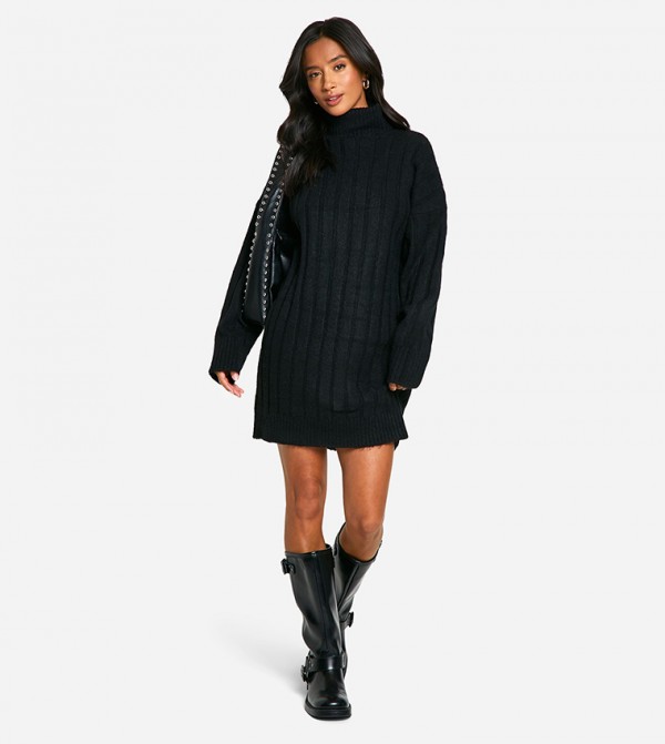 Petite Soft Rib Roll Neck Jumper Dress